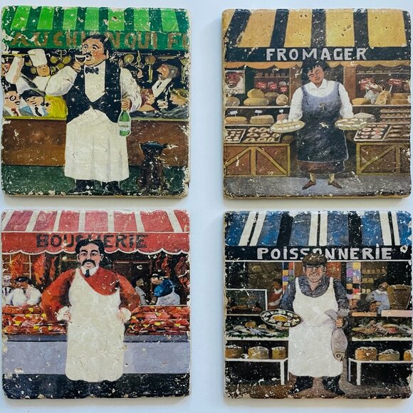 sAttribute French Artist Guy Christian Buffet Hand Painted Distressed Placques - Picture 2 of 9